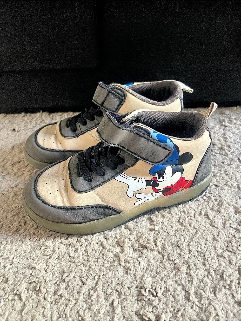 Zara x Disney Mickey Mouse Kids Sneakers Beige & Gray Size 28